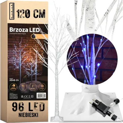 Zdjęcie produktu dla Drzewko świąteczne 96 LED - świecąca brzoza 120 cm Niebieska