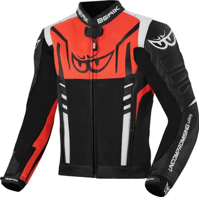 Produktbild von Berik Striper Motorrad Lederjacke, schwarz/weiß/rot, 52