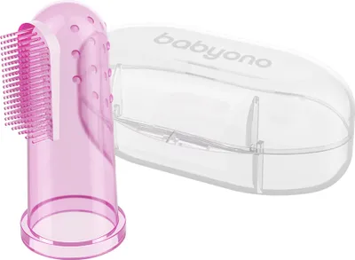 Obrázek produktu pro BabyOno Zubní kartáček na prst s pouzdrem - růžový