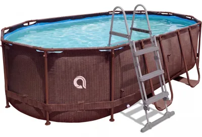 Produktbild von Avenli Frame Oval Pool 427x275x100cm, Aufstellpool mit Leiter, ohne Pumpe, Ersatzpool, braune Rattanoptik, KI-generiertes Bild