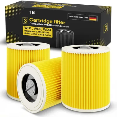 3 Rundfilter für Kärcher WD1–WD3, MV2, MV3