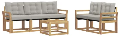 Produktbild von vidaXL Outdoor-Sofagarnitur mit Kissen 6 pcs Weiß und Hellgrau