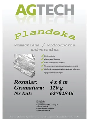 Obrázek produktu pro Zesílená nepromokavá plachta, stříbrná, 4x6 m, gramáž 120 PL12046