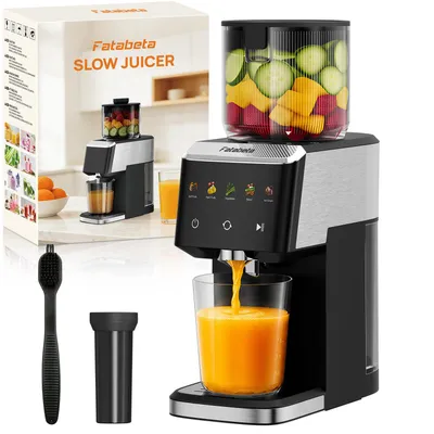 Produktbild von FATABETA Entsafter Slow Juicer 135 mm Große Öffnung elektrisch entsafter für Gemüse und Obst 1,6 L Füllvolumen mit 2 Gläsern, Elektrische Saftpresse
