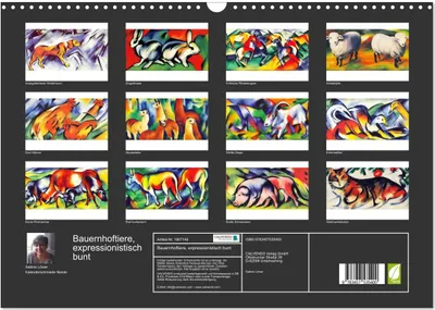 Produktbild von Bauernhoftiere, expressionistisch bunt (Wandkalender 2026 DIN A3 quer), CALVENDO Monatskalender