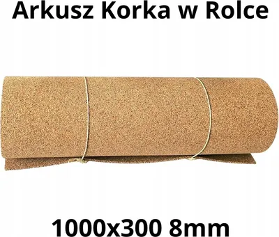 Zdjęcie produktu dla Wysokiej jakości naturalny arkusz korka w rolce 8 mm - 1000x300mm (1 szt.)