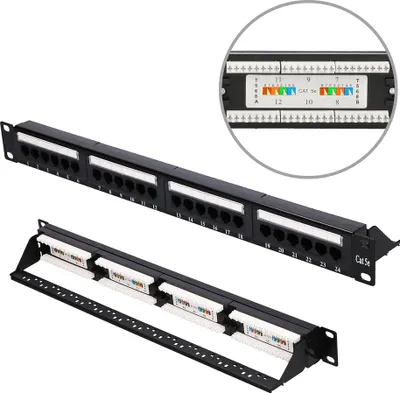 Produktbild von Extralink Patchpanel CAT5e UTP 24 Port 1U Netzwerkschrank