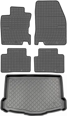 Productafbeelding van Nissan Qashqai II J11, crossover, vanaf 02.2014: Set - rubberen vloermatten + mat voor de bagageruimte