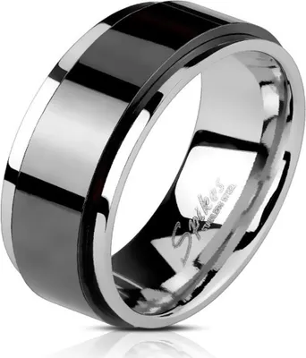Produktbild von 64 (20.4) Spinner-Ring Silber-Schwarz 8mm aus Edelstahl Uni 49-72