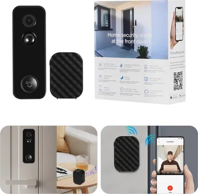 Obrázek produktu pro Inteligentní zvonek, Sofistikovaný designový zvonek s kamerou, Moderní 3MP zvonek, černý
