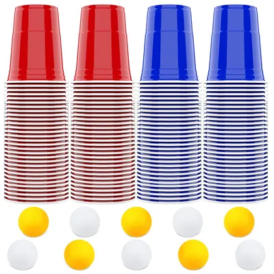 100er-Set Partybecher rot + 10 Bälle, 473 ml, PP, spülmaschinenfest