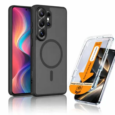 Produktbild von Hülle + Anbringhilfe Full Schutzglas für Samsung Galaxy S26 Ultra 5G MagSafe Panzerfolie Glas Für Panzerglas Schutzhülle Cover Case Handytasche