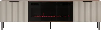 Obrázek produktu pro Furniture24 TV skříňka s elektrickým krbem Almera 6 Tv - Lowboard 180 X 52 X 42 cm Ořech / Kašmír