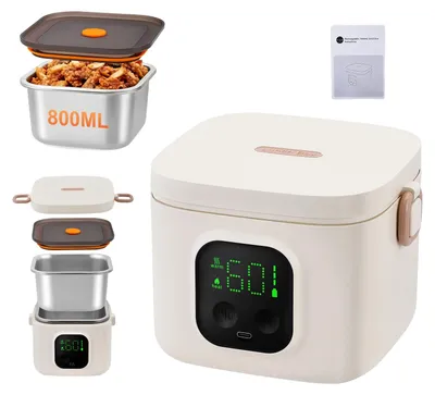 Productafbeelding van Elektrische lunchbox met verwarmingsfunctie, 800 ml inhoud, instelbare temperatuur, WIT