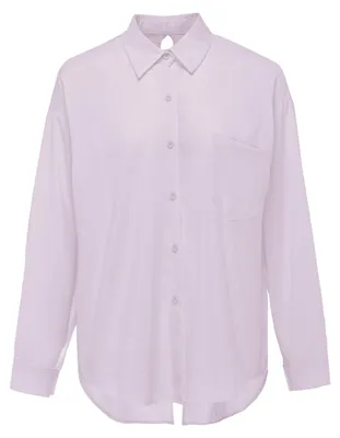 Produktbild von Damen Bluse lila Größe S mit praktischer Brusttasche und klassischem Kragen