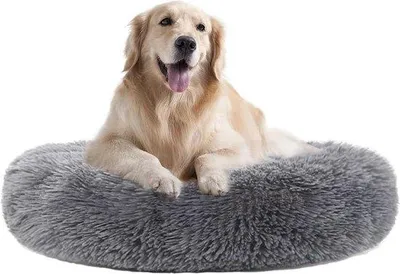 Obrázek produktu pro Velký plyšový donut pro psy, průměr 70 cm, tmavě šedý