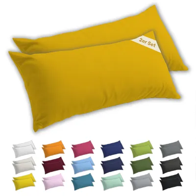 Zdjęcie produktu dla Zestaw 2 poszewek na poduszki dla osób śpiących na boku, 40x145 cm - 100% bawełna dżersejowa - Miękka poszewka na poduszkę i poszewki na poduszki z zamkiem YKK - Złotożółty kolor