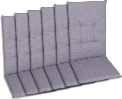 Produktbild von GO-DE Textil, Sesselauflage Hochlehner, 6er-Set, Farbe: grau, Maße ca.: 118 cm x 48 cm x 5 cm