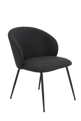 Produktbild von Hela Tische, Esszimmerstuhl Sessel Graz, Bezug Webstoff Anthrazit, Rundrohr Metall Füße Schwarz, XL Sitzbreite, Rundrücken, 120kg belastbar