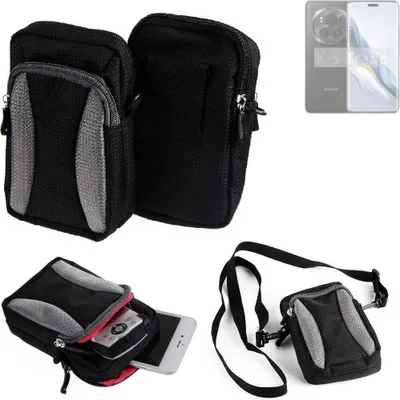 Produktbild von K-S-Trade Holster Schutz Hülle kompatibel mit Honor Magic6 Pro Handy Hülle Gürteltasche Umhängetasche mit Zusatzfach schwarz