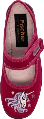 Produktbild von Fischer Kinder Hausschuh Mädchen Klett Ballerina mit süßer Stickerei Melly, Größe:25 EU, Farbe:Pink