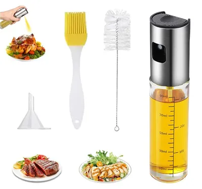 Productafbeelding van Olievernevelaar - Met maatverdeling en trechter - Geschikt voor koken, bakken en salades - 100 ml - RVS en glas