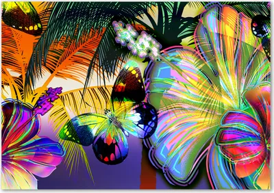 Produktbild von Tulup® Glas-Bild - 100 x 70 - Wandbild aus Glas - Wandkunst - Wandbild hinter gehärtetem Sicherheitsglas - Blumen & Pflanzen - Blumen Schmetterling - Mehrfarbig