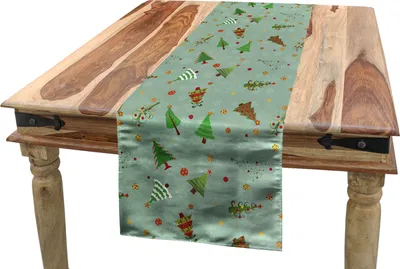 Produktbild von ABAKUHAUS Weihnachten Tischläufer, Feiertags-Baum-Muster, Esszimmer Küche Rechteckiger Dekorativer Tischläufer, 40 x 180 cm, Mehrfarbig