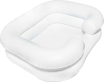 An inflatable basin for washing hair.