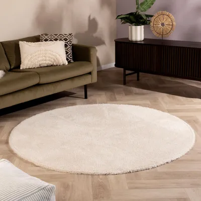 Image de Volero - Tapis rond doux - Teddy Crème - Ø 160cm
