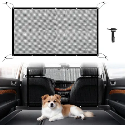 Produktbild von Hundegitter Auto Kofferraum Trenngitter 110x75cm Schwarz Verstellbar