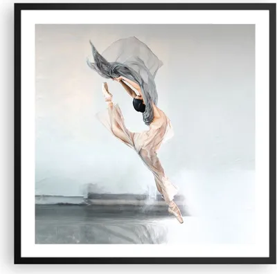 Produktbild von Gerahmtes Poster - Schwarzer Rahmen - Tanz Frau Ballerina - 60x60 cm - Wand Bild - Wanddeko - Wandbilder - Kunstposter - Wandposter - Bilderrahmen - Bilder - Kunstdruck - P2BAC60x60-5030