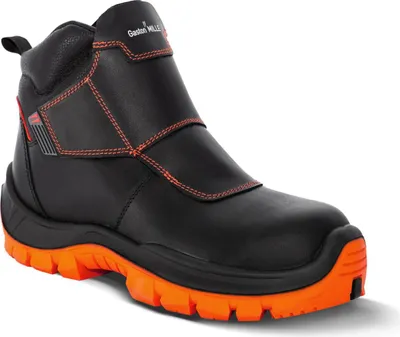 Image de Chaussures de sécurité de soudeur cuir Unisoudeur S3 SRC - Noir/Orange - pointure 45 - GASTON MILLE - UHNO345