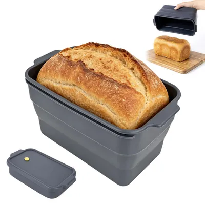 Obrázek produktu pro Skládací forma na chléb se silikonovým víkem, rozměry 22,5 x 12,5 x 11,5 cm, odolná vůči teplu, s nepřilnavým povrchem