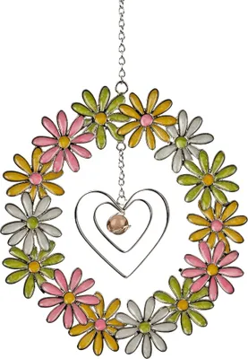 Produktbild von Hängedeko Blumenring HARMONIE mit Herz grün D. 19cm aus Acryl Formano F25