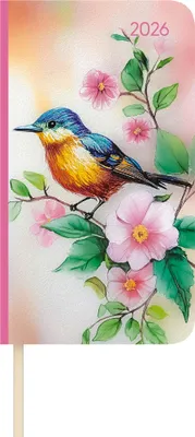 Produktbild von Alpha Edition - Lady Journal Slim Bird 2026 - Taschenkalender 9×16 cm - Weekly - eleganter Wochenplaner mit Notizseiten, Info- & Adressteil - 128 Seiten