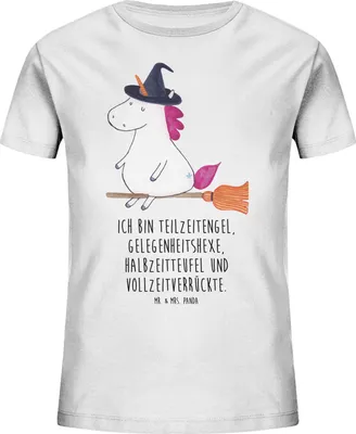 Produktbild von Mr. & Mrs. Panda Kleinkinder T-Shirt Einhorn Hexe 5-6 Jahre (110/116) - Weiß - Geschenk, Kinder Jungen, Teufel, Freundin, Engel, Teenager, Einhörner, Mädchen, Frau