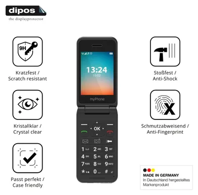 Produktbild von 2x Schutzfolie für MP myPhone Flip LTE - Anti-Shock 9H Folie dipos Glass Kunststoffglas