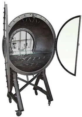 Immagine prodotto di Casa Padrino mobile bar in metallo con 2 ante in vetro e rotelle nero 115 x 70 x h. 182 cm - Mobile vino - Arredo bar
