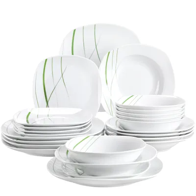 Image de set de vaisselle en porcelaine 24 pièces, écologique, lavable au lave-vaisselle , 24 PIECES