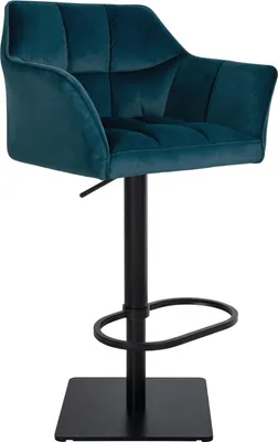 Image de Confortable chaise de bar en velours - Tabouret - Réglable en continu et pivotant à 360° | Couleur : vert | Couleur de base : noir