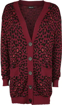 Produktbild von Jawbreaker Cardigan Damen Maneater Red Leopard Print Oversized Cardigan rot/schwarz M