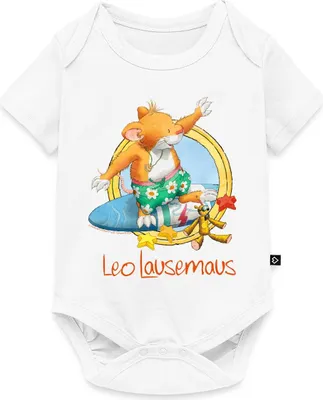 Produktbild von Spreadshirt Leo Lausemaus Sommer Surfer Urlaub Kurzarm Tages Baby Body, 86 (12-18 M.), Weiß