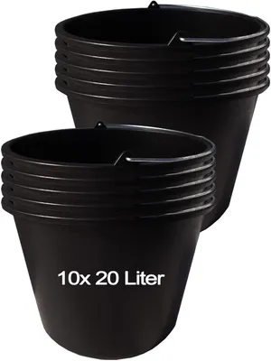 Image de Hossi's Wholesale 10x seau de chantier 20l en plastique, seau de maçon stable, seau à mortier pour le chantier et le jardin
