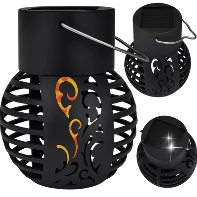 Zdjęcie produktu dla Lampa ogrodowa solarna lampion wisząca kula LED na taras balkon do ogrodu czarna ciepłe światło IP44