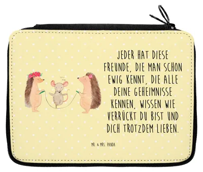 Produktbild von Mr. & Mrs. Panda Etui Igel Seilhüpfen - Gelb Pastell - Geschenk, Seilspringen, Stifteetui, Mäppchen, Federmäppchen, Schlampermäppchen, Federtasche, Kinder, Maus