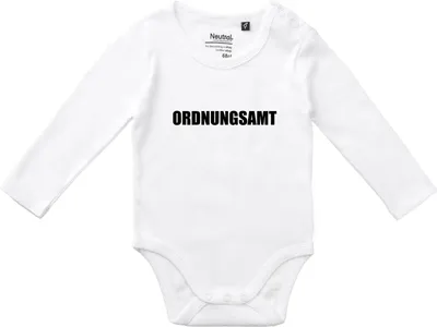 Produktbild von Huuraa Baby Body Ordnungsamt Schriftzug 62 White  Baumwolle Fairtrade Langarmbody Geschenkidee