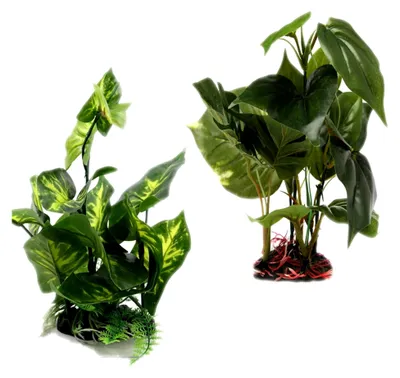 Produktbild von Künstliche Aquariumpflanze, 24–25 cm hoch, grün, naturgetreue Zierblattpflanze aus Kunststoff für Aquarien