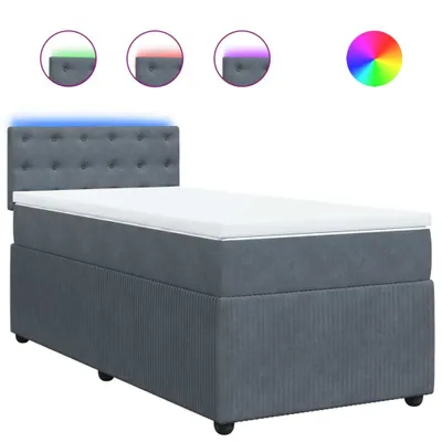 Produktbild von Boxspringbett mit Matratze Dunkelgrau 90x200 cm Samt