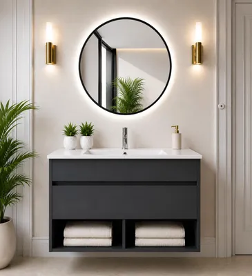 ORIGEN BATH NEBARI Hänge-Badmöbel mit Waschbecken 120x45 cm, Graphit